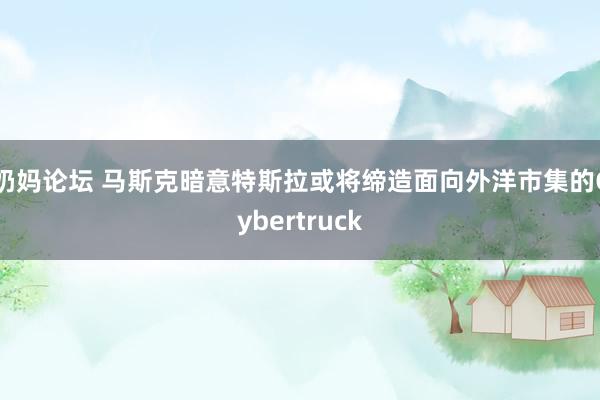 奶妈论坛 马斯克暗意特斯拉或将缔造面向外洋市集的Cybertruck