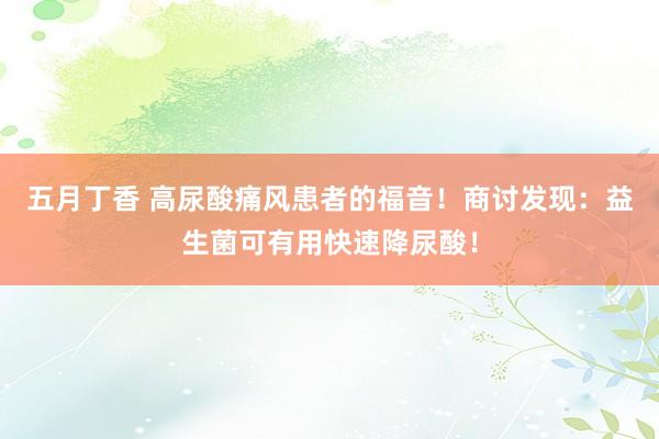 五月丁香 高尿酸痛风患者的福音！商讨发现：益生菌可有用快速降尿酸！