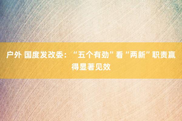 户外 国度发改委：“五个有劲”看“两新”职责赢得显著见效