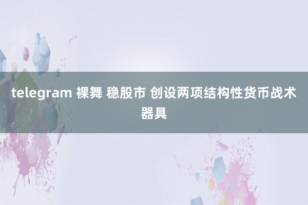 telegram 裸舞 稳股市 创设两项结构性货币战术器具