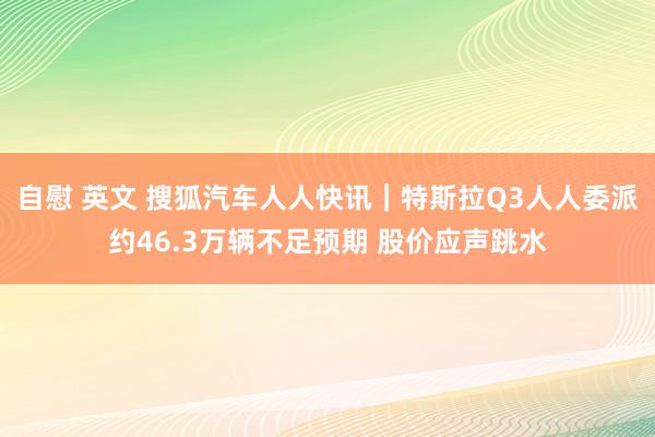 自慰 英文 搜狐汽车人人快讯｜特斯拉Q3人人委派约46.3万辆不足预期 股价应声跳水