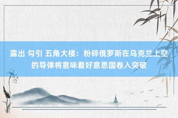 露出 勾引 五角大楼：粉碎俄罗斯在乌克兰上空的导弹将意味着好意思国卷入突破