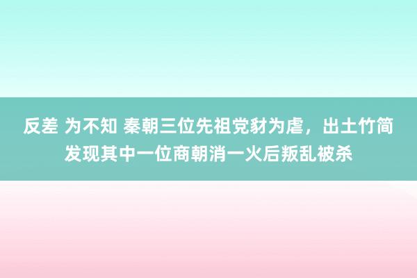 反差 为不知 秦朝三位先祖党豺为虐，出土竹简发现其中一位商朝消一火后叛乱被杀