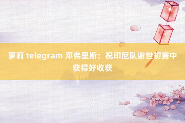 萝莉 telegram 邓弗里斯：祝印尼队谢世初赛中获得好收获