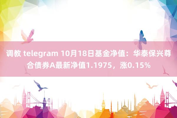 调教 telegram 10月18日基金净值：华泰保兴尊合债券A最新净值1.1975，涨0.15%