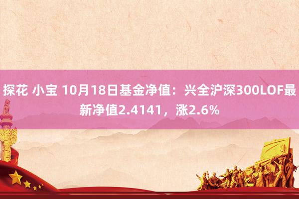 探花 小宝 10月18日基金净值：兴全沪深300LOF最新净值2.4141，涨2.6%