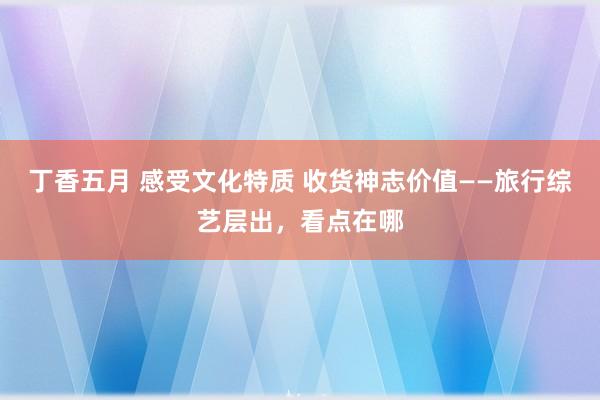 丁香五月 感受文化特质 收货神志价值——旅行综艺层出，看点在哪