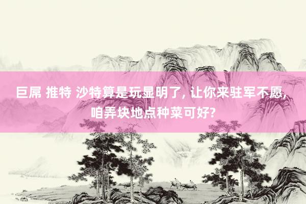 巨屌 推特 沙特算是玩显明了， 让你来驻军不愿， 咱弄块地点种菜可好?