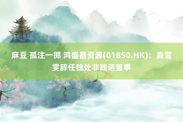 麻豆 孤注一掷 鸿盛昌资源(01850.HK)：麦雪雯辞任独处非践诺董事