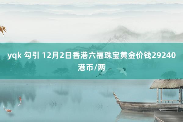 yqk 勾引 12月2日香港六福珠宝黄金价钱29240港币/两