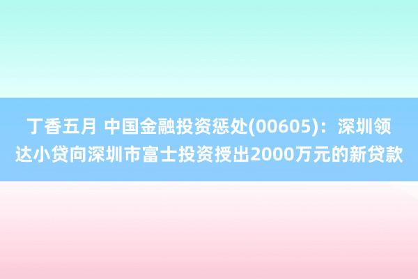 丁香五月 中国金融投资惩处(00605)：深圳领达小贷向深圳市富士投资授出2000万元的新贷款