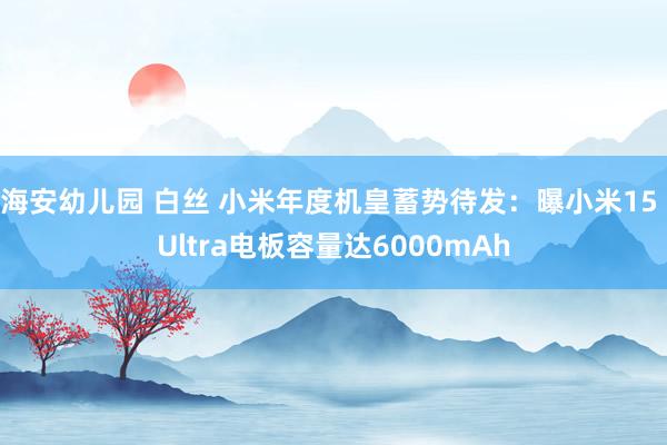 海安幼儿园 白丝 小米年度机皇蓄势待发：曝小米15 Ultra电板容量达6000mAh