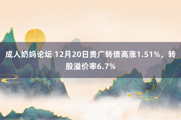 成人奶妈论坛 12月20日贵广转债高涨1.51%，转股溢价率6.7%