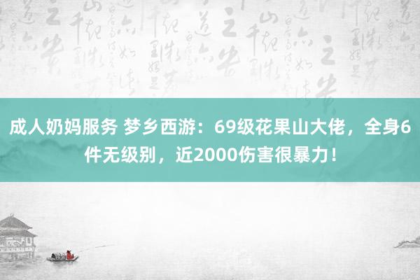 成人奶妈服务 梦乡西游：69级花果山大佬，全身6件无级别，近2000伤害很暴力！