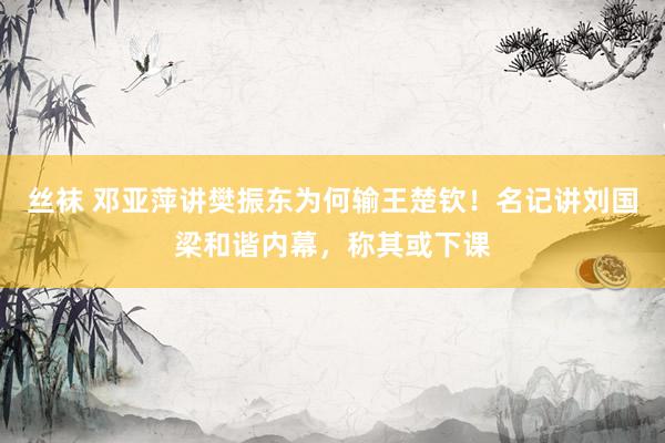 丝袜 邓亚萍讲樊振东为何输王楚钦！名记讲刘国梁和谐内幕，称其或下课