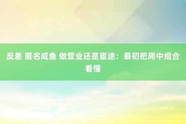 反差 匿名咸鱼 做营业还是宦途：最初把局中组合看懂