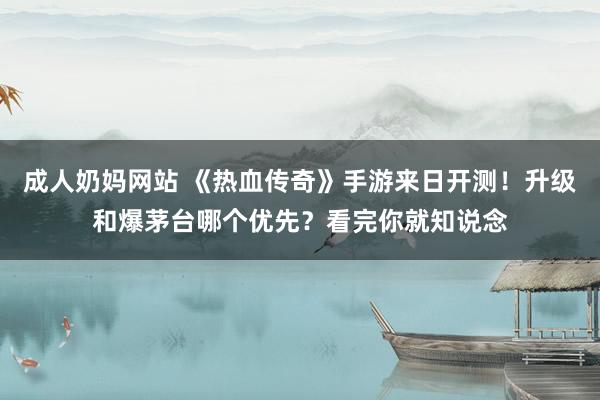 成人奶妈网站 《热血传奇》手游来日开测！升级和爆茅台哪个优先？看完你就知说念